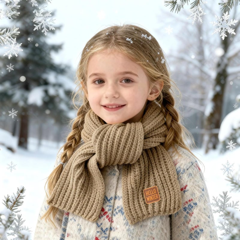 Hello Winter Kids Scarf Winter Neck Warmer Toddler Neck Scarf Girls Thick Scarves Boys Warm Neck Warp 2-12 Years - Image 4